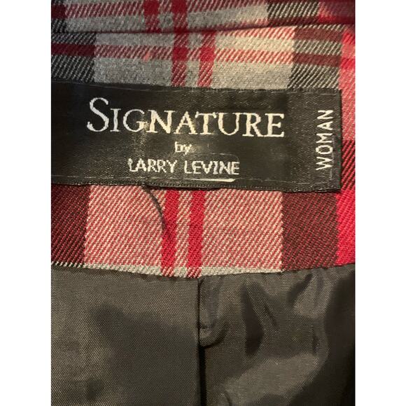 Larry Levine red plaid button belted blazer jacket size XL - Picture 3 of 9
